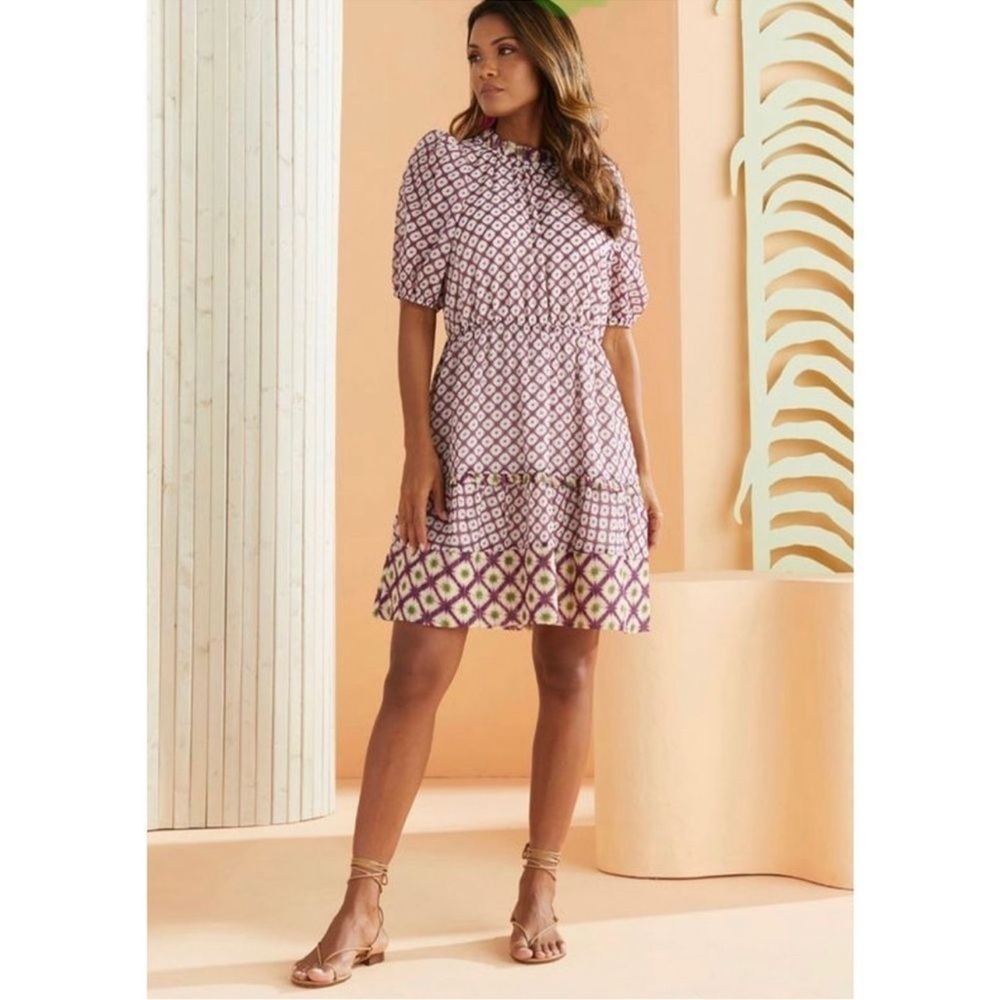 Marie Oliver Bryer Metallic Geometric Print Dress Size Large
